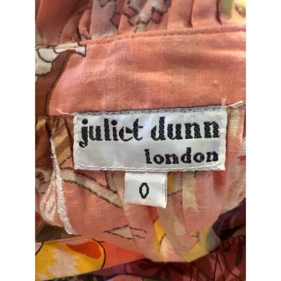 Juliet Dunn Pink Floral Cotton Dropwaist Blouson Puff Sleeve Dress US 2 4 - Picture 6 of 6